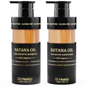 Dr. Healdy Batana Oil Shampoo and Conditioner Set - for Hair Growth,Thickening & Hydration,Sulfate Free - Fights Hair Loss & Clarifies Scalp - for Men & Women (6.8 Fl Oz×2)