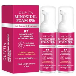 5% Minoxidil Foam for Women Hair Growth: Extra Strength Hair Regrowth Treatment – Revitalize Hair Follicles & Regrow Thicker, Fuller Hair – Hair Loss Solution - 2x60ML