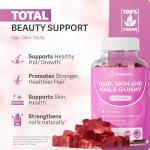 Rosabella Hair Growth Gummies for Women & Men – Vegan Hair Gummies with 5000mcg Biotin – Hair Vitamins for Strong, Healthy-Looking Hair – Gummy Biotin Supplement – 60 Count