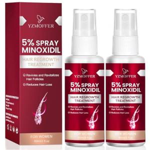 5% Minoxidil Spray for Women Hair Growth: Hair Regrowth Treatment for Thinning Hair and Hair Loss – Topical Hair Growth Serum for Women – 60ML x 2 Pack