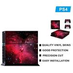 FOTTCZ Whole Body Vinyl Skin Sticker Decal Cover for PS4 Console and 2PCS Controllers Skins Wine red Nebula