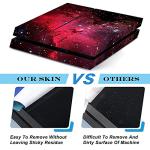FOTTCZ Whole Body Vinyl Skin Sticker Decal Cover for PS4 Console and 2PCS Controllers Skins Wine red Nebula