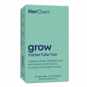 Her Own Grow Capsules, Keratin Hair Growth Support, Skin & Nails, Biotin and Collagen Supplement, Hyaluronic Acid, 60 Capsules