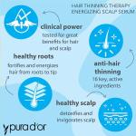 PURA D'OR Hair Thinning Therapy Energizing Scalp Serum 4oz w/Copper Tripeptide, Biotin, Caffeine, Plant Stem Cell, Catalase & DHT Balance, Rosemary Green Tea Leaf Extract, All Hair Types, Men Women