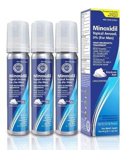 Taro Minoxidil Topical Aerosol Foam, 5%, Hair Regrowth 3 Months Treatment for Men, 2.11 oz (3 Pack)