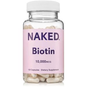 NAKED Biotin 10,000mcg - Max Strength Vitamin B7 Supplement for Healthy Hair, Skin & Nails Support - Non-GMO, Gluten-Free, Vegan - Supports Keratin Production - 120 Capsules