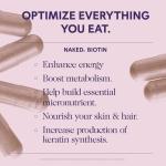 NAKED Biotin 10,000mcg - Max Strength Vitamin B7 Supplement for Healthy Hair, Skin & Nails Support - Non-GMO, Gluten-Free, Vegan - Supports Keratin Production - 120 Capsules