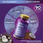 SUNUV Biotin 10,000mcg | Collagen | Keratin - 80,000mcg Hair Growth Vitamins for Women & Men,Skin & Nails Support - Hyaluronic Acid & Vitamins B1,B2,B3,B5,B6,B9,B12 -Made in USA-90 Capsules