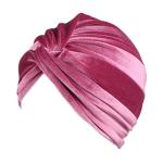 Surkat Velvet Pleated Twist Turban Headwrap Stretch Indian Hair Loss Hat Beanie for Women