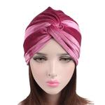 Surkat Velvet Pleated Twist Turban Headwrap Stretch Indian Hair Loss Hat Beanie for Women