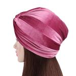 Surkat Velvet Pleated Twist Turban Headwrap Stretch Indian Hair Loss Hat Beanie for Women