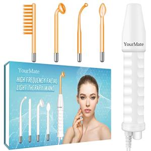 YourMate Handheld Phototherapy Device High Frequency Wand/Machine with Neon Tubes for Face Chin Neck Hair, Facial Skin Wand Machine with 4 Different Tube