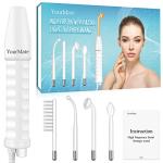YourMate Handheld Phototherapy Device High Frequency Wand/Machine with Neon Tubes for Face Chin Neck Hair, Facial Skin Wand Machine with 4 Different Tube