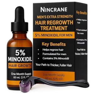 Minoxidil for Men 5% Topical Solution – Beard & Hair Regrowth Treatment, Extra Strength Hair Loss Formula for Thicker, Fuller Hair, Hair Growth Serum for Men