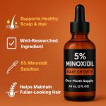 Minoxidil for Men 5% Topical Solution – Beard & Hair Regrowth Treatment, Extra Strength Hair Loss Formula for Thicker, Fuller Hair, Hair Growth Serum for Men