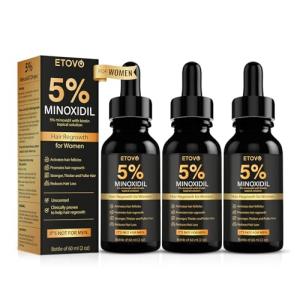5% Minoxidil for Women Hair Growth Serum Topical Minoxidil Hair Regrowth Thicker Prevent Hair Loss for Thickening Longer Fuller Healthier Hair 3 Bottles of 2oz