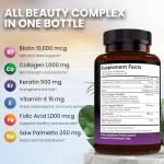 NEW AGE Biotin Collagen Keratin Hyaluronic Acid - 50,000mcg Hair Growth Vitamins for Men and Women, Nails, Hair, Skin Vitamins and DHT Blocker with Vitamin E Folic Acid Pumpkin Seed MSM- 180 Count