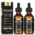 2-Pack 5% Minoxidil Hair Growth Serum for Men and Women, Hair Regrowth Treatment for Stronger, Thicker, and Longer Hair, Facial Hair Grooming and Thickening Solution