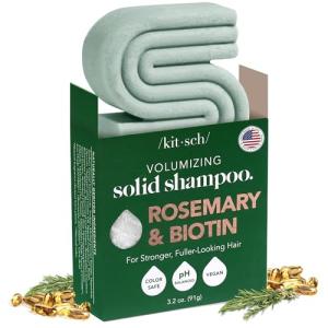 Kitsch Rosemary & Biotin Shampoo Bar - For Hair Growth, Strengthening, Thickening & Volumizing Shampoo for Women and Men - Free of Parabens, Sulfates & Silicones - Made in USA - 3.2 oz