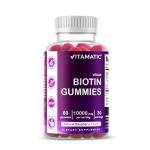 Vitamatic Biotin Gummies 10,000 mcg for Stronger Hair, Skin & Nails - 60 Vegan Gummies - Also Called Vitamin B7 (1 Bottle)
