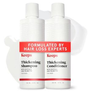 Keeps Hair Regrowth Shampoo & Conditioner Set for Fuller, Thicker Looking Hair - Thinning & Regrowth Haircare Products for Men - DHT Blocker - Infused with Biotin, Caffeine, & Saw Palmetto
