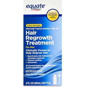 Equate Minoxidil 5% Hair ReGrowth Solution for Men - 1 Month Supply, 2 fl ozr Growth Solution for Men + Wooden Comb