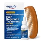 Equate Minoxidil 5% Hair ReGrowth Solution for Men - 1 Month Supply, 2 fl ozr Growth Solution for Men + Wooden Comb