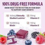 FORCE FACTOR Hair Growth Accelerator Soft Chews, Lustriva & Biotin to Promote Thicker, Stronger, Fuller Hair, Hair Growth Vitamins for Women, Clinically Studied, Mixed Berry, 60 Soft Chews