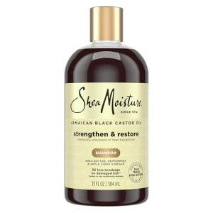 SheaMoisture Strengthen and Restore Shampoo 100% Pure Jamaican Black Castor Oil for Damaged Hair To Cleanse and Nourish Hair 13 oz