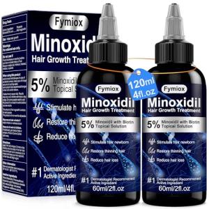 5% Minoxidil for Men and Women Hair Growth Oil, Monoxide Beard Hair Growth Serum Products, Hair Regrowth Treatment for Hair Loss, Thicker Fuller Hair (2 x 60ML)
