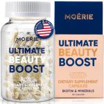 Moerie Ultimate Hair Boost Supplement for Women & Men - Hair, Skin, Nails Vitamins with Biotin & Minerals for Hair Health - Thicker Hair - 60 Capsules