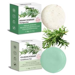 DBEAUTYM 2 Pack Rosemary Shampoo Conditoner Bar Set,Thinning Hair - Volume Shampoo & Conditioner Bar for Men and Women,Hair Thickening & Regrowth Treatment,Hair Growth Soap for Anti-Hair Loss