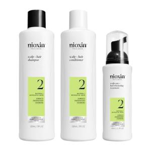 Nioxin Scalp + Hair Thickening System 2 | For Natural Hair with Progressed Thinning | Boost Hair Density with Niacinamide & Biotin | Trial Size | 1 Month Supply