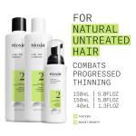 Nioxin Scalp + Hair Thickening System 2 | For Natural Hair with Progressed Thinning | Boost Hair Density with Niacinamide & Biotin | Trial Size | 1 Month Supply