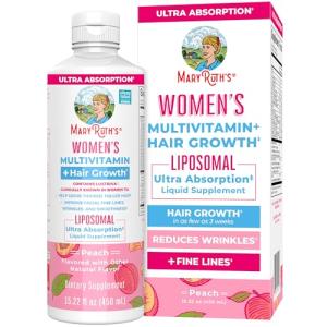 Women's Multivitamin + Lustriva Hair Growth Liposomal | Biotin 10000mcg | Clinically Tested for Thicker Hair, Wrinkles, Fine Lines, Skin Care | with Ashwagandha & Maca Root | Ages 18+ | 15.22 Fl Oz