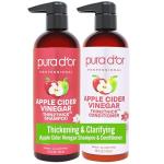 PURA D'OR Apple Cider Vinegar Thin2Thick Set (16oz x 2) ACV Shampoo & Conditioner, Clarifying - Biotin, Keratin, Caffeine, Castor Oil, Aloe - All Hair Types, Men & Women (Packaging may vary)