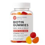 iRestore Hair Gummy Vitamins, Vegan Biotin Gummies for Hair Skin and Nails Gummies, Hair Gummies, Biotin Gummies for Hair Growth Biotin Vitamins Hair Vitamins Gummies for Women & Men, Biotin 10000mcg