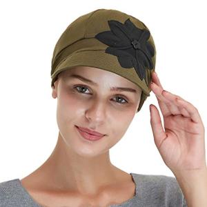 Bamboo Fashion Hat for Woman Daily Use with Brim Visor, Hats for Cancer Chemo Patients Women (Green Olive)