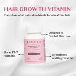 Kerotin Hair Growth Vitamins, Biotin Supplement, DHT Blocker, Collagen Stimulator, for Hair Loss Support, Nail & Skin Care, Includes Saw Palmetto, Vitamin D3 & More - 60 Pills (1 Month Supply)