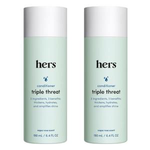 hers Triple Threat Conditioner for Women, 2 Pack - Thickening, Moisturizing, Reduces Shedding - Color Safe Hair Loss Conditioner - Napa Rose - 2 x 6.4 fl oz