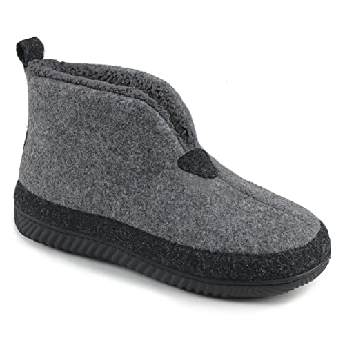 Men's Grey Memory Foam Felt Slippers Size 10