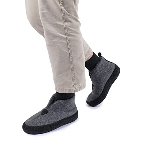 Men's Grey Memory Foam Felt Slippers Size 10