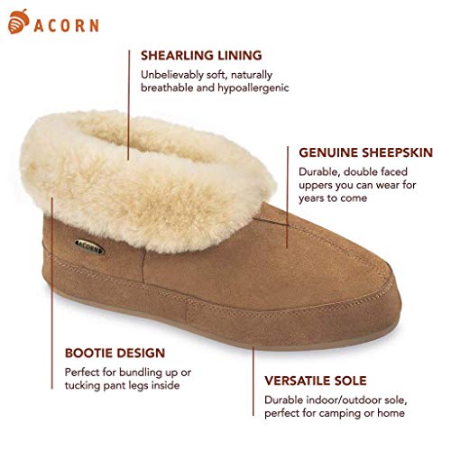 Men's Sheepskin Bootie Slipper - Walnut, Size 11