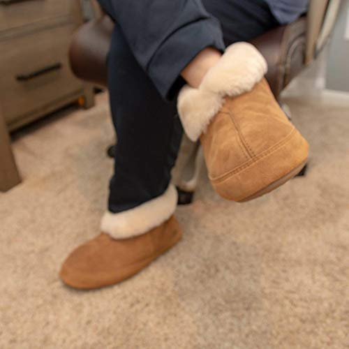 Men's Sheepskin Bootie Slipper - Walnut, Size 11