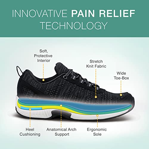 Orthofeet Men's Black Knit Lava Sneakers - Size 12