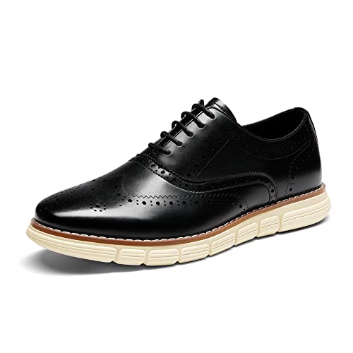 Bruno Marc Men's Black Wingtip Oxford Dress Sneakers