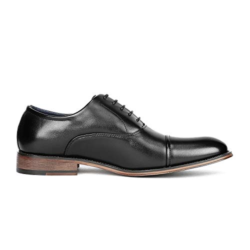 Bruno Marc Men's Black Cap-Toe Formal Dress Shoes