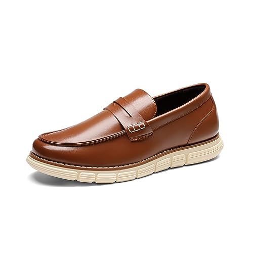 Bruno Marc Men's Lightweight Penny Loafers, Brown, Size 11