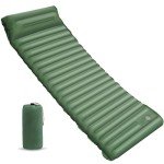 Zippy Goose Camping Sleeping Pad - Camping Mattress, 4" Thick Ultra-Light, Pillow Built in Foot Pump, Thickened and Silent Anti-air Leakage, Hiking Camping, Family Trips Green
