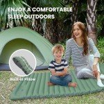 Zippy Goose Camping Sleeping Pad - Camping Mattress, 4" Thick Ultra-Light, Pillow Built in Foot Pump, Thickened and Silent Anti-air Leakage, Hiking Camping, Family Trips Green